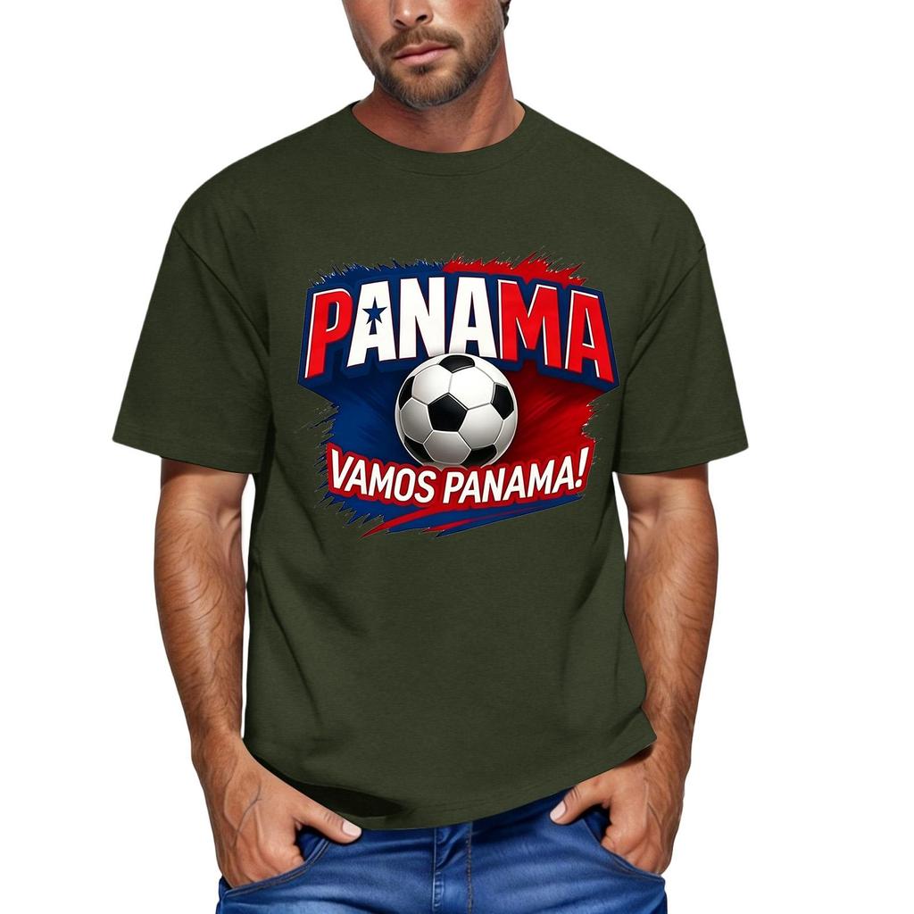 Men's Casual Fashion Panama Football Graphic Print Short Sleeve Crew Neck T-Shirt Top Comfortable Fit Lightweight Fabric