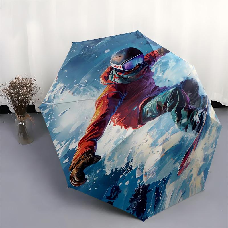 1pc Snowboarding in Action Umbrella with Plastic Handle,Suitable for All Seasons UmbrellaPT539