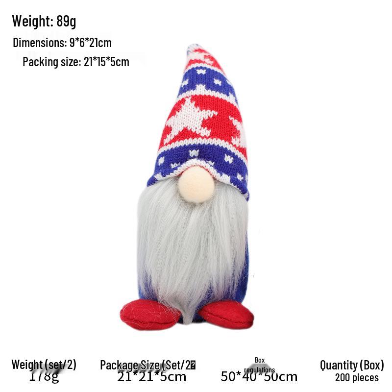 Independence Day Star Hat Faceless Plush Doll Ornament