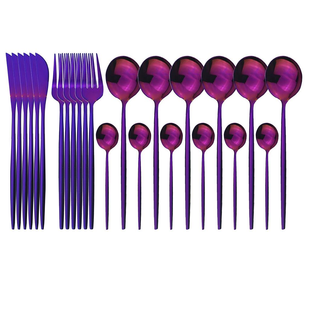 24Pcs Stainless Steel Dinnerware Cutlery Set Knives Forks Coffee Spoon Dinner Tableware Kitchen Utensils Flatware Set