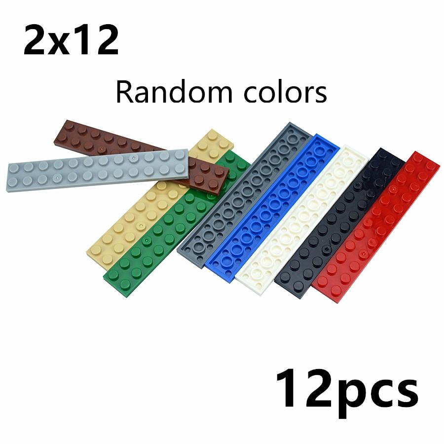 12Pcs Thin Long Plate 2x12 Dots DIY Building Blocks Figures Color Educational Creative Size Bricks Toys Compatible With 2455