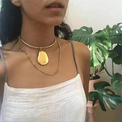 Tooxika Simple Metal Glossy Geometric Pendant Collar Light Luxury Cool Style Chic Necklace For Women