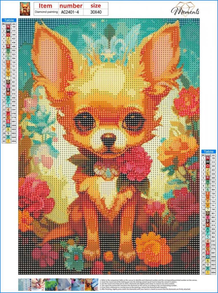 Haft diamentowy uroczy chihuahua 30x40 cm