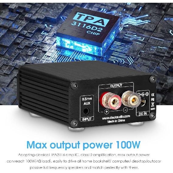 Nobsound 100W Subwoofer Digital Power Amplifier Audio Mini Amp (Black)