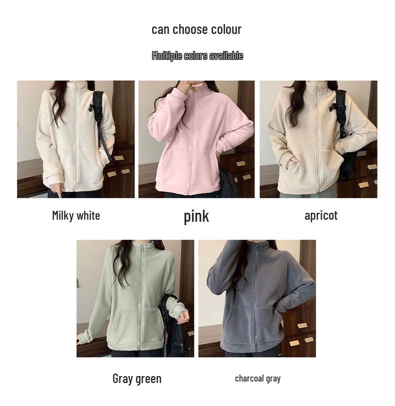 Women's Pink Lambswool Fleece Jacket: Windproof, Thick Velvet Liner, Warm Winter Outerwear