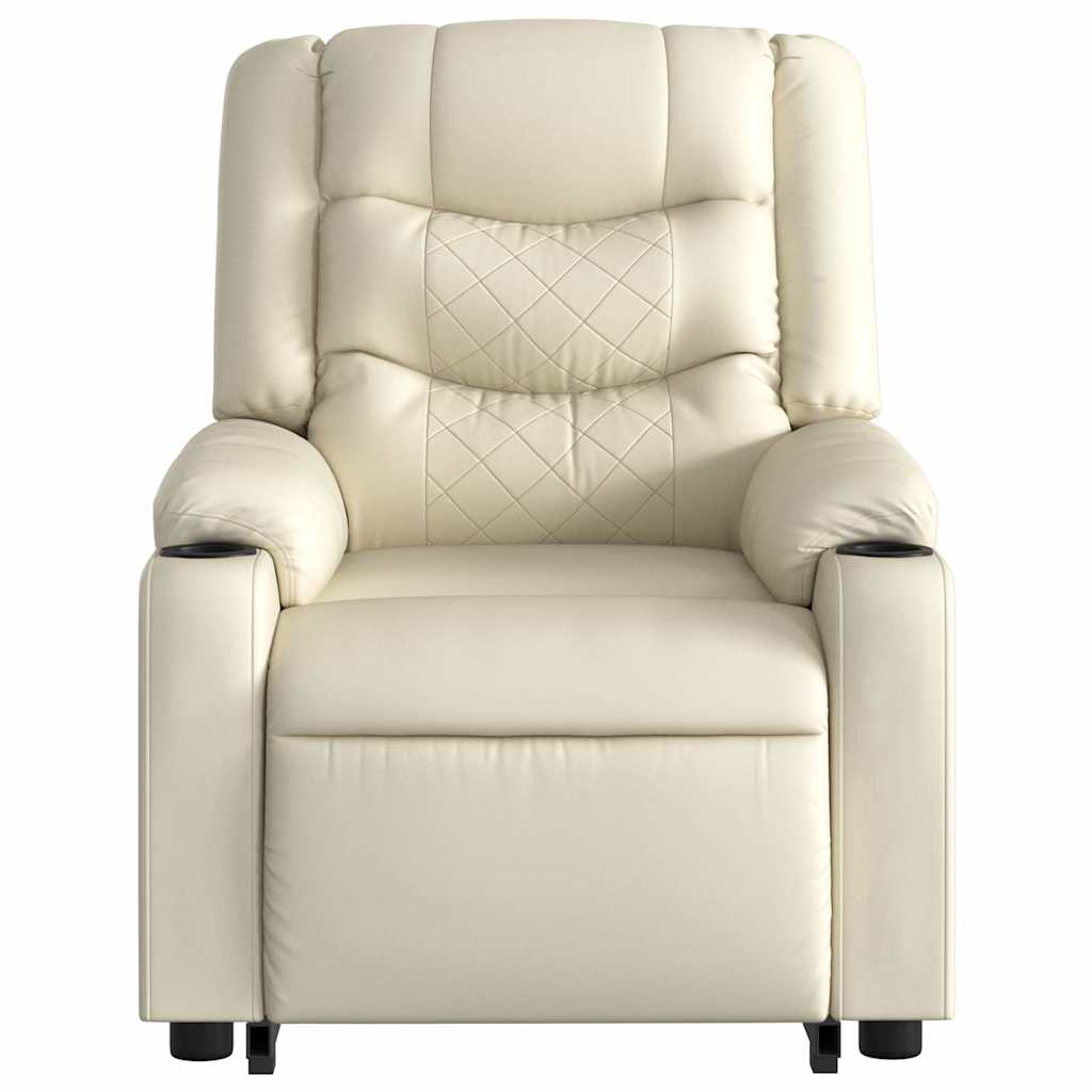 Recliner Chair with Lift Assist Cream Artificial Leather