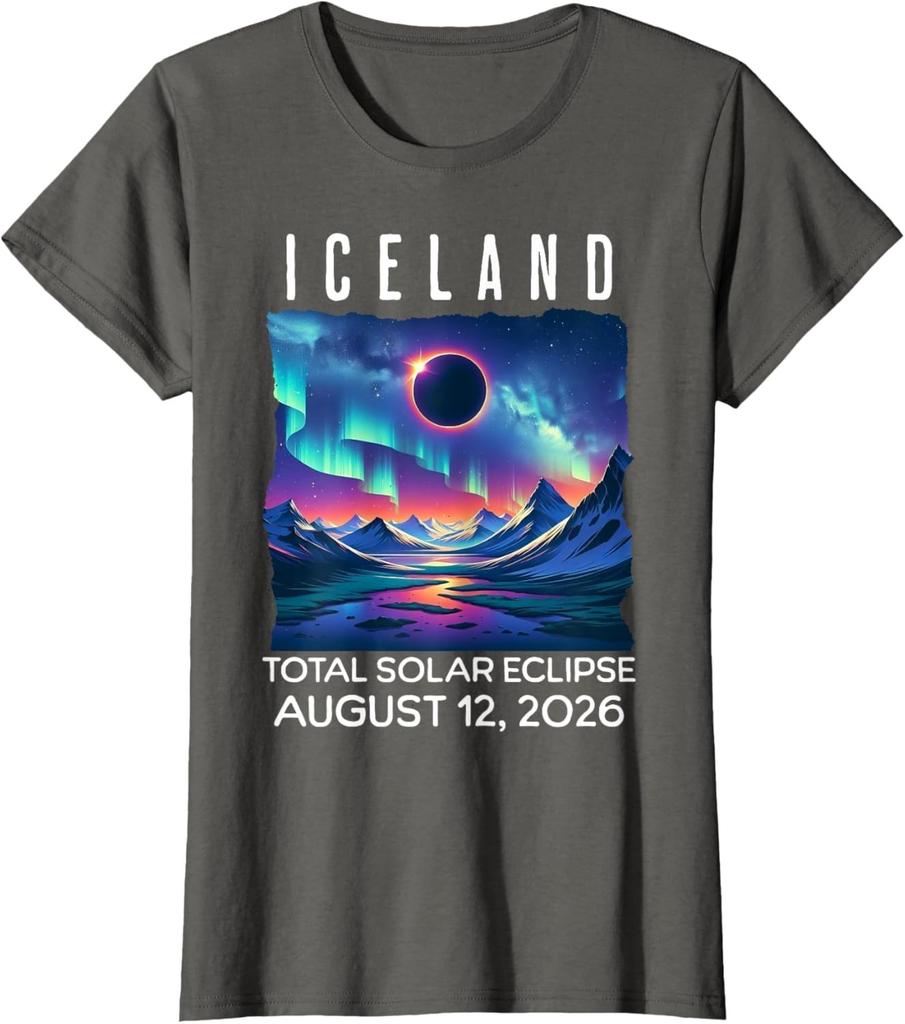 Iceland Eclipse 2026 August 12 Total Solar Eclipse Ladies' Crewneck T-Shirt