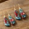 Imperial Stone Irregular Dangle Earrings: Retro Ethnic Natural Stone Ear Hooks for Women