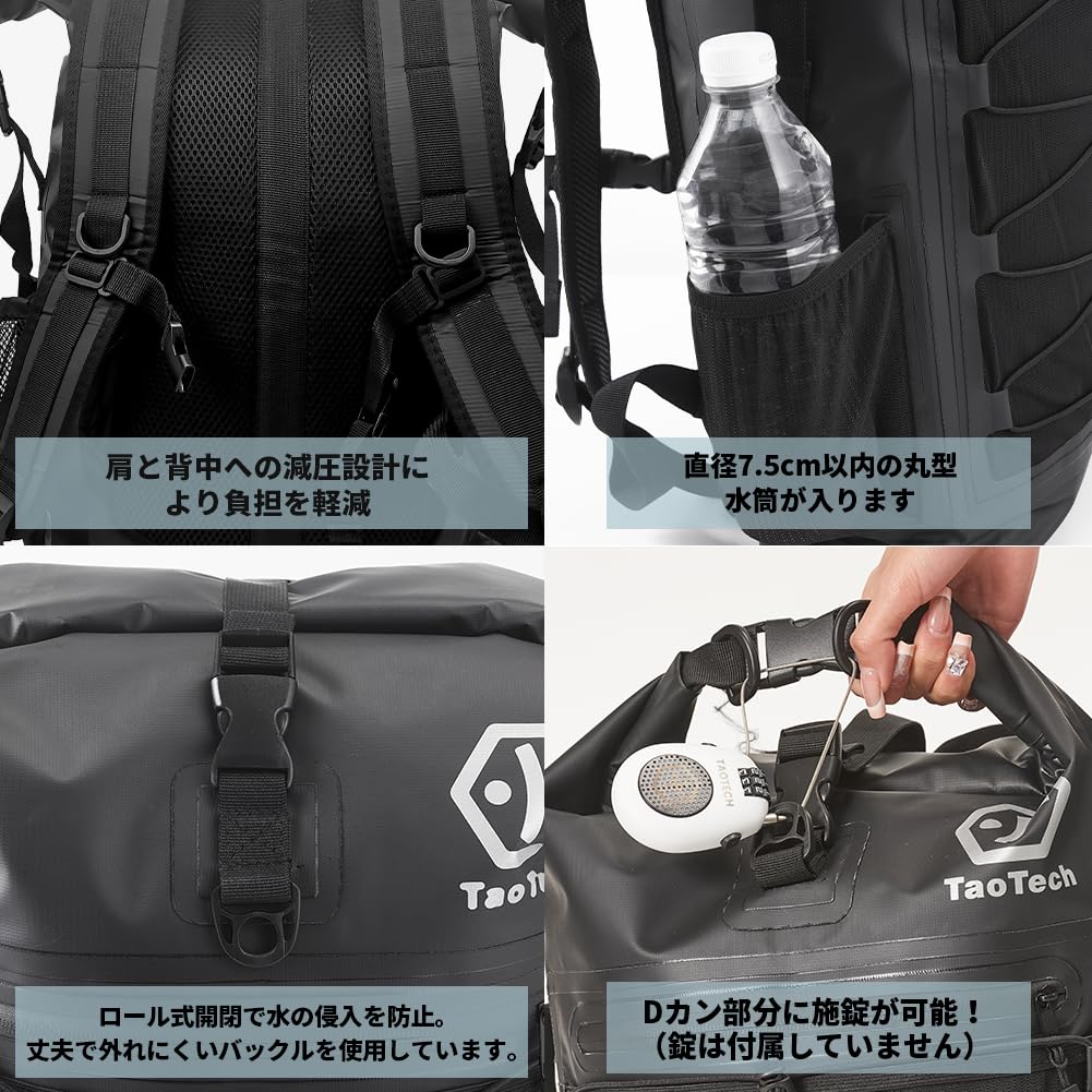 TaoTech Waterproof Backpack Dry Bag with Tarpaulin and Back 30L Suitable for Outdoor Unisex Cushion, Capacity, Activities, (Green, 30L)