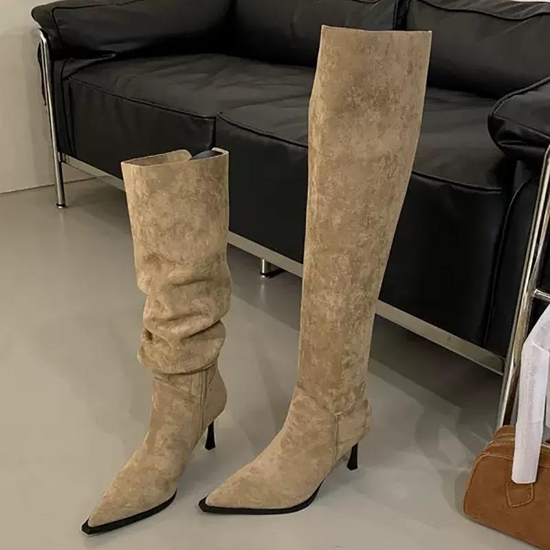 Winter Fashion Pointed Toe Women Thin High Heel Long Over The Knee Boots Street Style Party Stripper Female Shoes