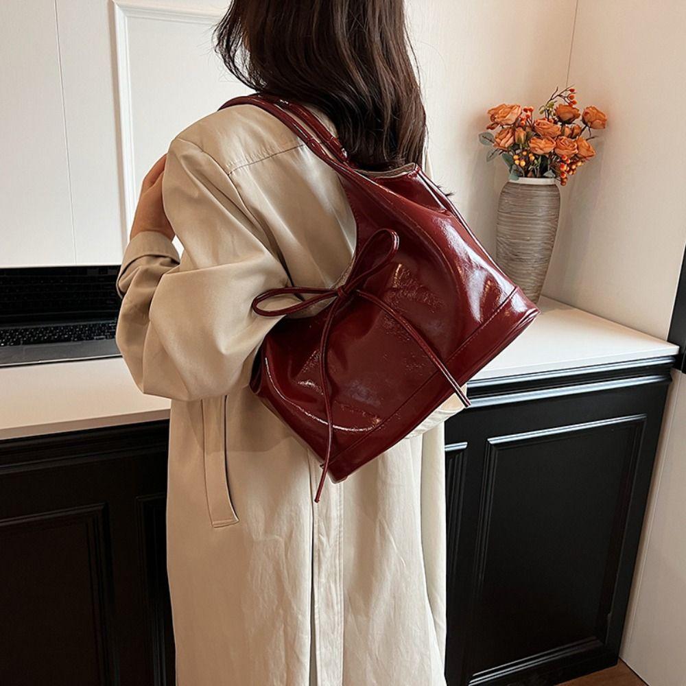 Korean Style Cloth Bow Shoulder Bag Handbag Underarm Bag Versatile Canvas Tote Bag Women