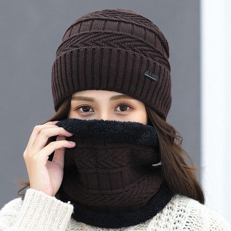 Winter Soft Thermal Balaclava Neck Scarf Cap Knitted Hat Beanie Hat Scarf