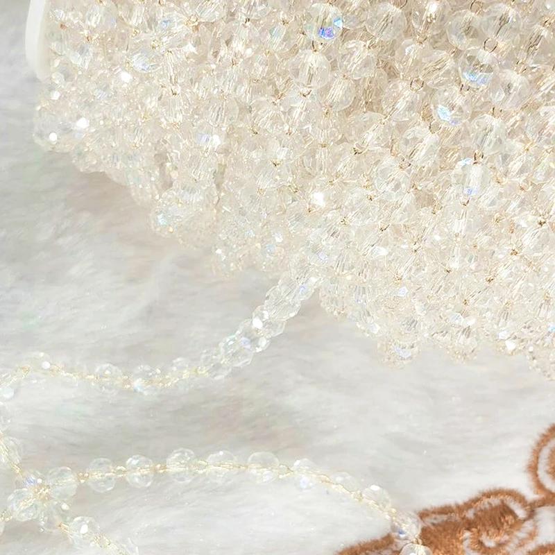 1Meter Colorful Glass Ball Beaded Chain Crystal Beads Necklace Body Chain Accessories for Jewelry Making Components DIY Supplies