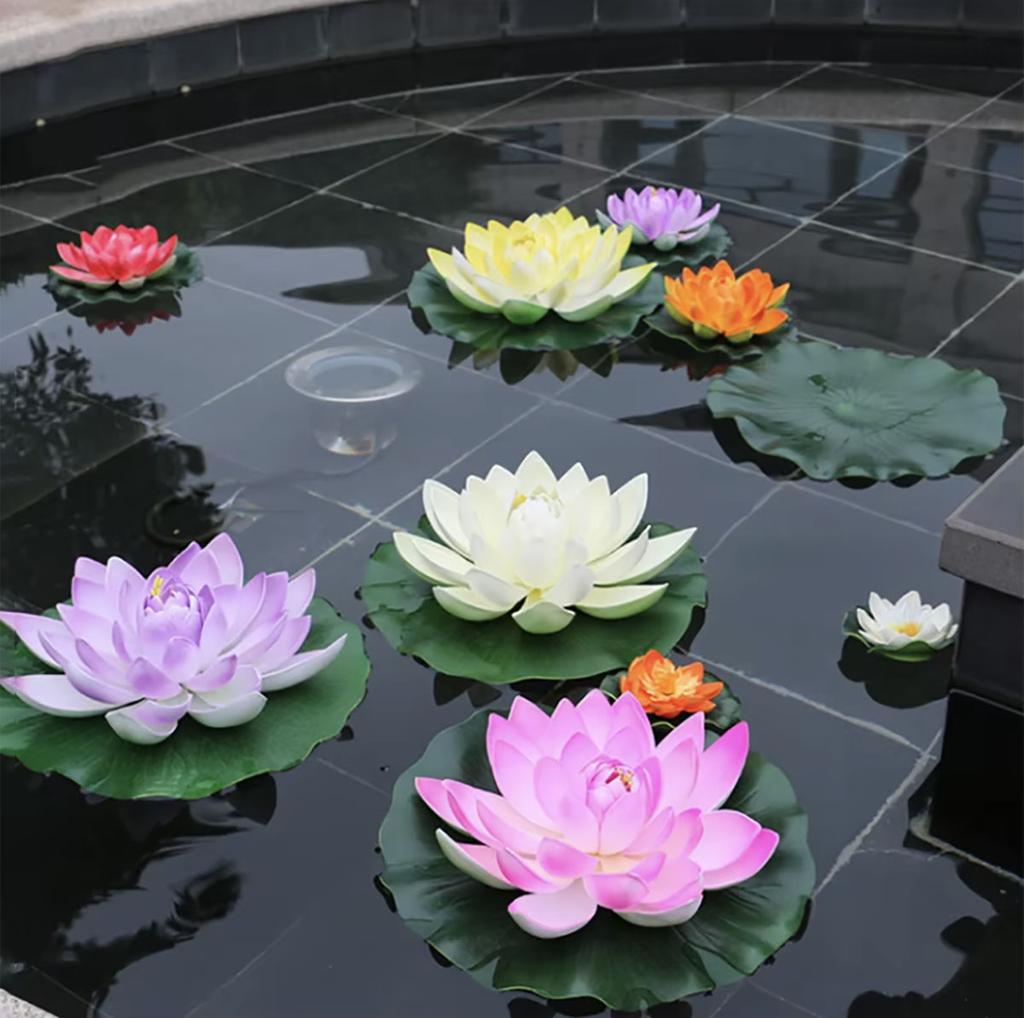 Mini floare artificială de lotus, plantă de lotus falsă plutitoare, micropeisaj de nufăr, pentru iaz, grădină, plante #H