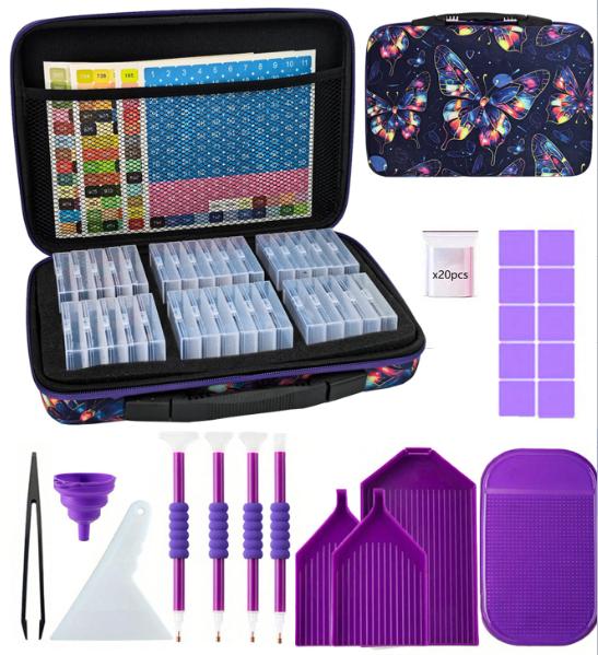 Diamond Painting Storage Kit Portable Bead Organizer Case with Containers Pens Trays Tweezers Wax and Accessories for DIY Crafts