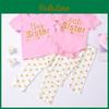 Schönes Partner-Kleidungsset für große und kleine Schwestern, Kurzarm-T-Shirt und lange Hosen, Goldene Buchstaben