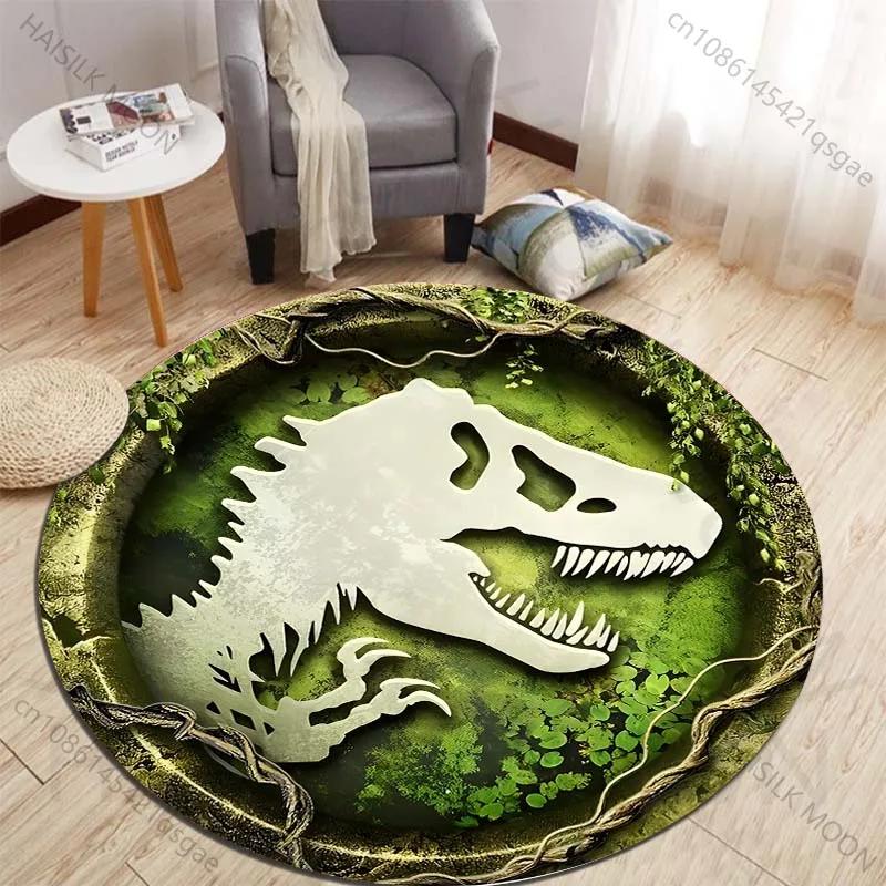 HD 3D Dinosaur Print Round Rugs for Bedroom Area Floor Mats for Kids Room Household Bath Chair Mat Carpet Living Room Home Decor