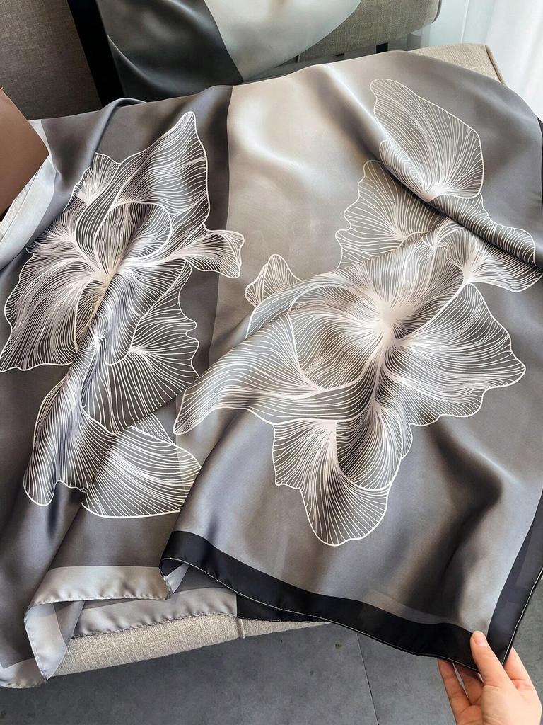 New Silk  Scarf Women Soft Satin Hairband Neckerchief Office Hijab Headband Foulard Gift Luxury Design Brand