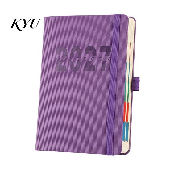 Professional Planning Book 2027 A5 Daily Planner, Vertical Grain Hardcover 320 Page Portable Travel Journal Schedule Notebook, English Calendar