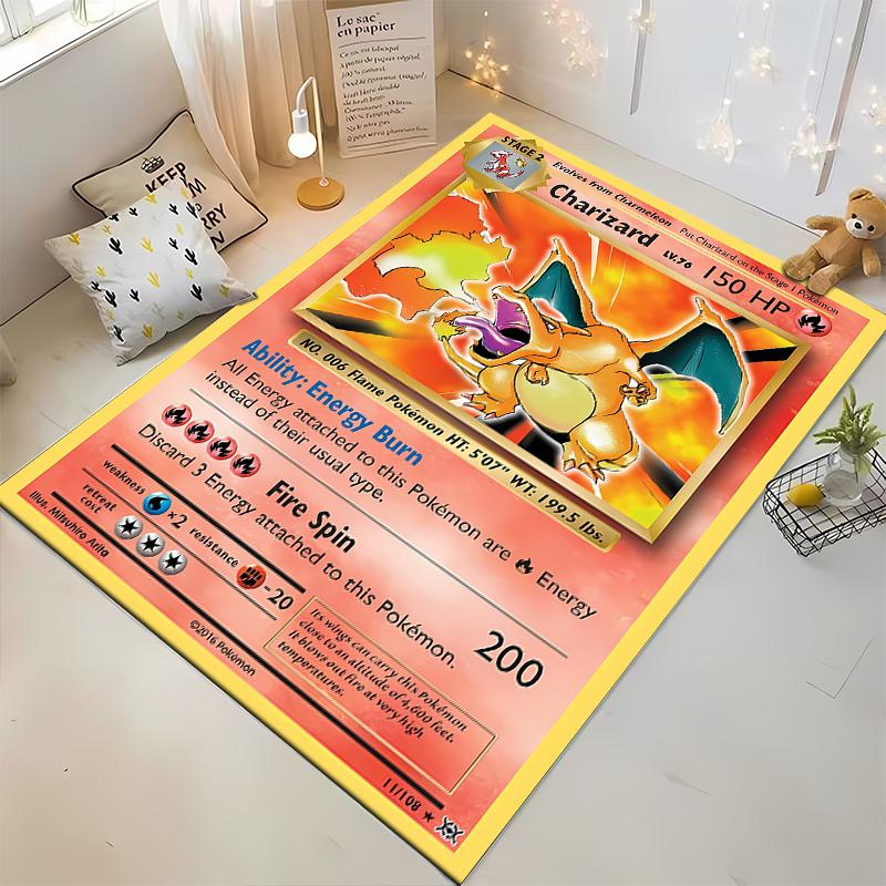 Potdemiel Japanese Anime Pokemon Charizard Card Pattern Carpets Bedroom Mats Rug Bedroom Decor Carpet Crawl Mat Christmas Gift