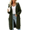 Women's Long Knit Cardigan with Hood - Long Sleeve Sweater Coat with Pockets