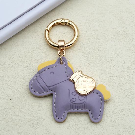 Horse Keychain Imitation Leather Cartoon Design Year of Horse Key Chain Bags Phones Cars Versatile Accessories