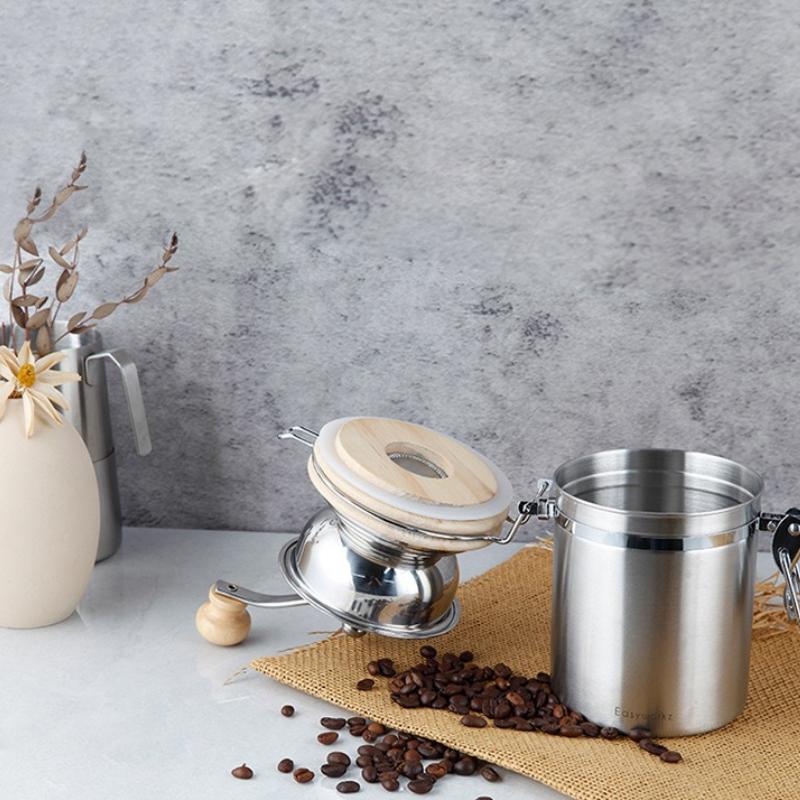 304 Stainless Steel Manual Coffee Grinder, Portable Hand Mill for Home & Travel, Adjustable Coarseness, Easy To Clean