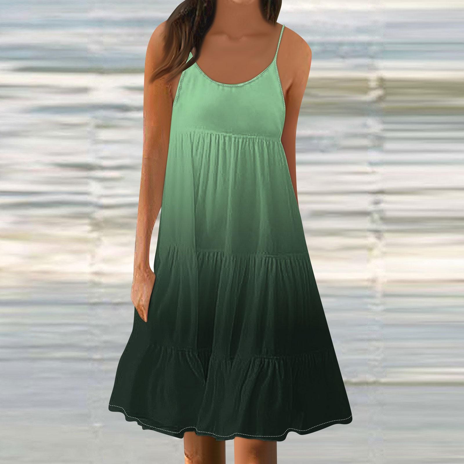 Женские летние модные свободные повседневные пляжные платья-майки с градиентом S — фото 8