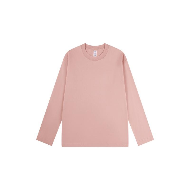 Minimalist Interior Base Shirt for Women, Autumn Long Sleeved Pure Cotton Shoulder T-shirt for Men, Round Neck Solid Color Couple's Clothing