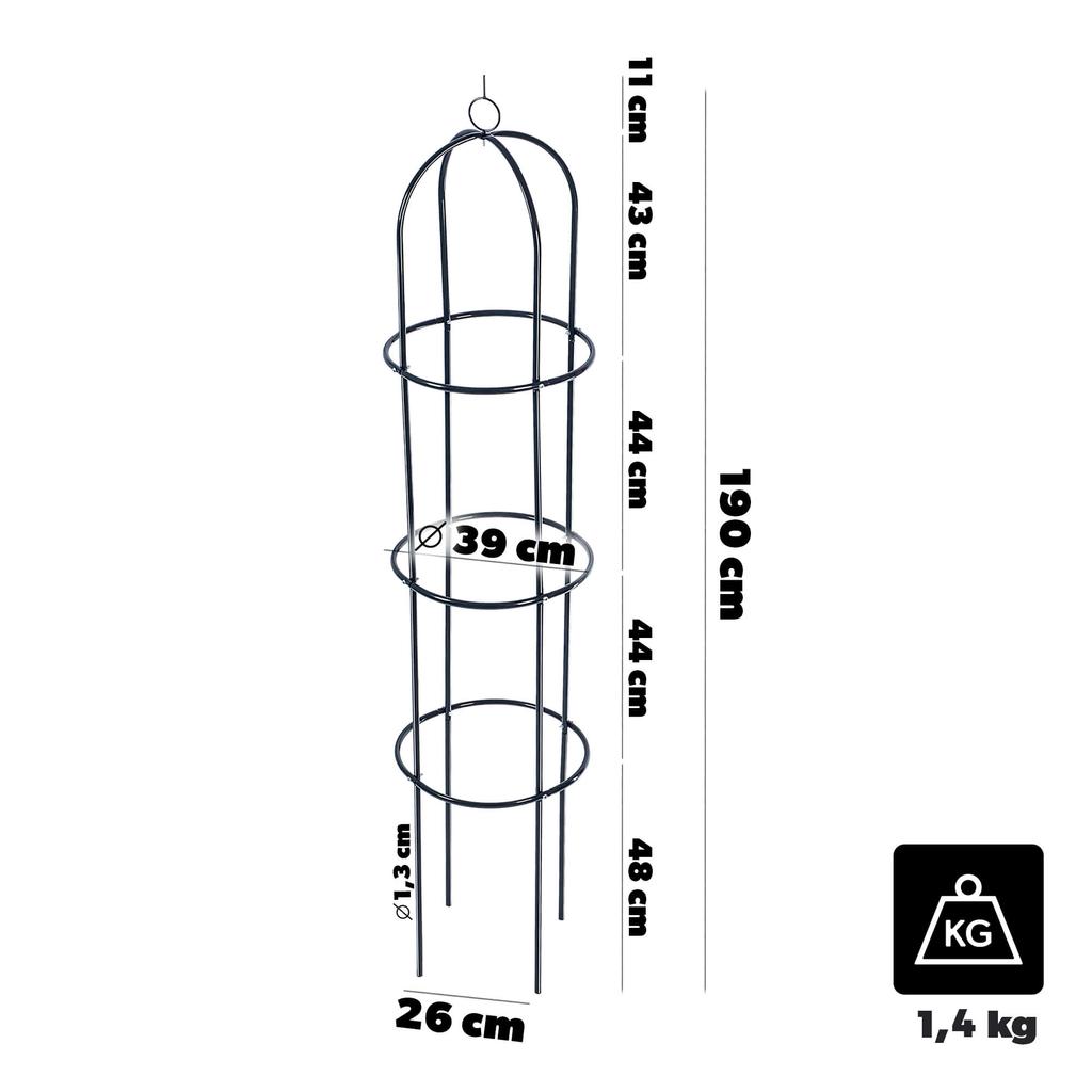 KADAX Garden Obelisk for Flowers, 190 X 40 Cm, Green