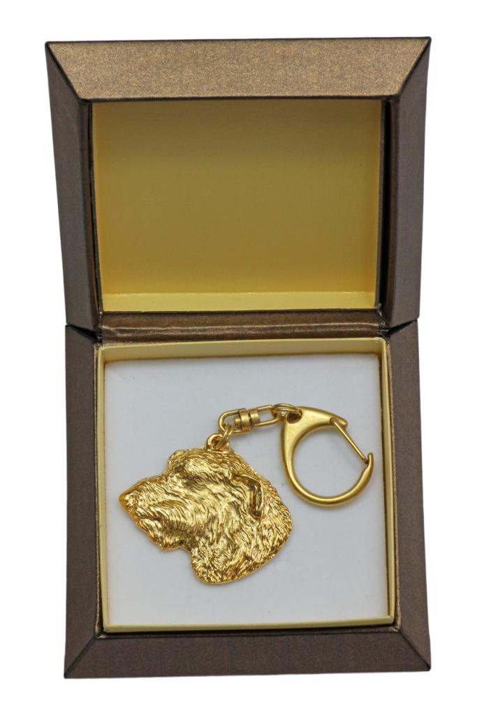 Irish Wolfhound I - Gilded Key Ring with Dog In Gift Box, Handbag Decoration, Luxury Accessory by Art-Dog Brand