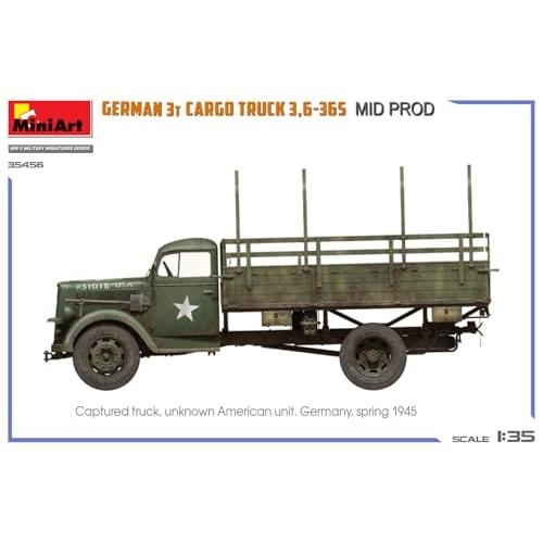 Miniart 1/35 Scale German 3-ton Cargo Truck 3.6-36S Mid-Model Plastic Model MA35456 (Combat Vehicle)