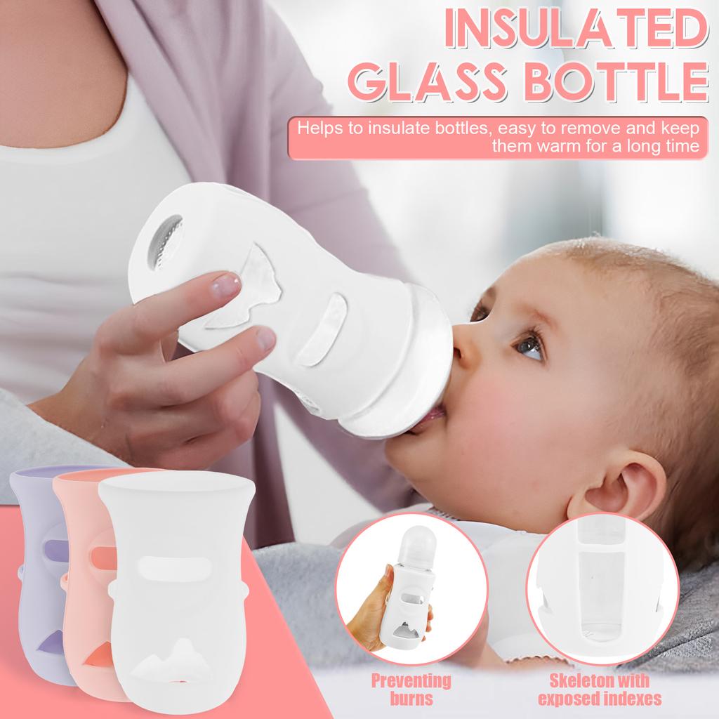 Silicone Sleeves Silicone Baby Bottle Cover Insulated Glass Bottle Compatible  AVENT Glass Natural Baby Bottle 4/8Oz