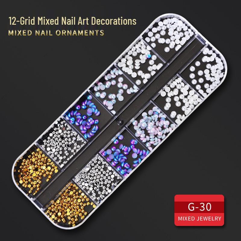 60 Nail Art Accessories: Rhinestones, Pearls, Rivets & Alloy Designs