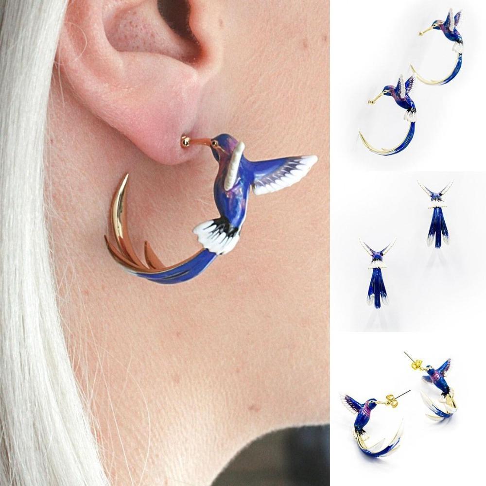Cute Hummingbird Shape Oil Drop Earrings Popular Ear Jewelry Oil Drop Earrings Women
