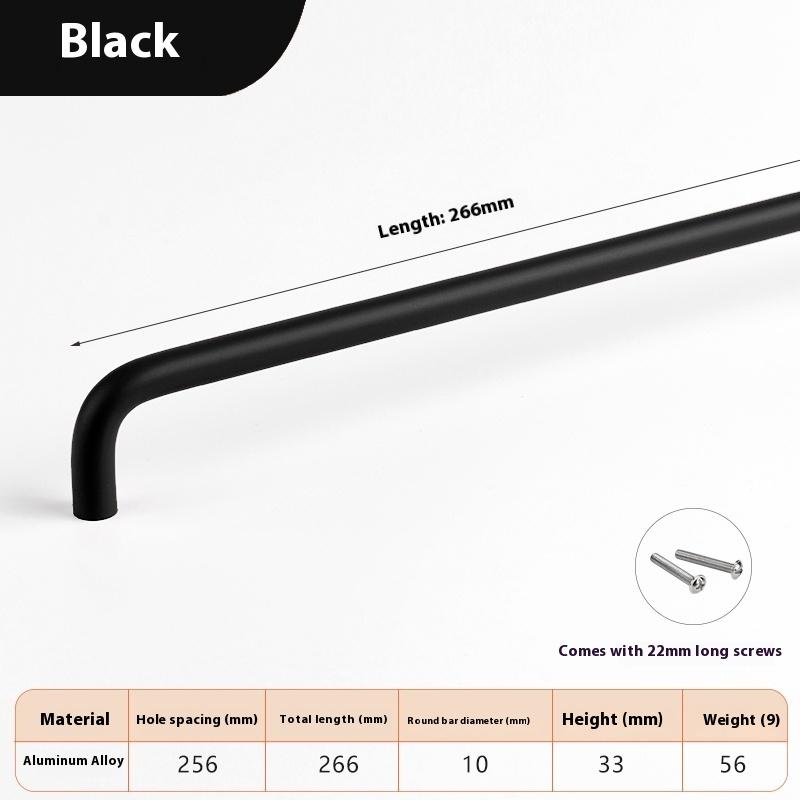 

Барвисті Прості Меблеві Ручки Шафи Ручки для Дитячої Кімнати Ручки-Кулі для Шухляд Сучасна Фурнітура з Алюмінієвого Сплаву Black 266MM