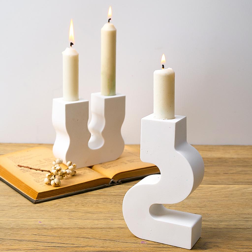 U-Shape S-Shape Irregular Candlestick Siliocne Molds Plaster Epoxy Resin Candle Holder Mould Creative Crafts Dinner Table Decor