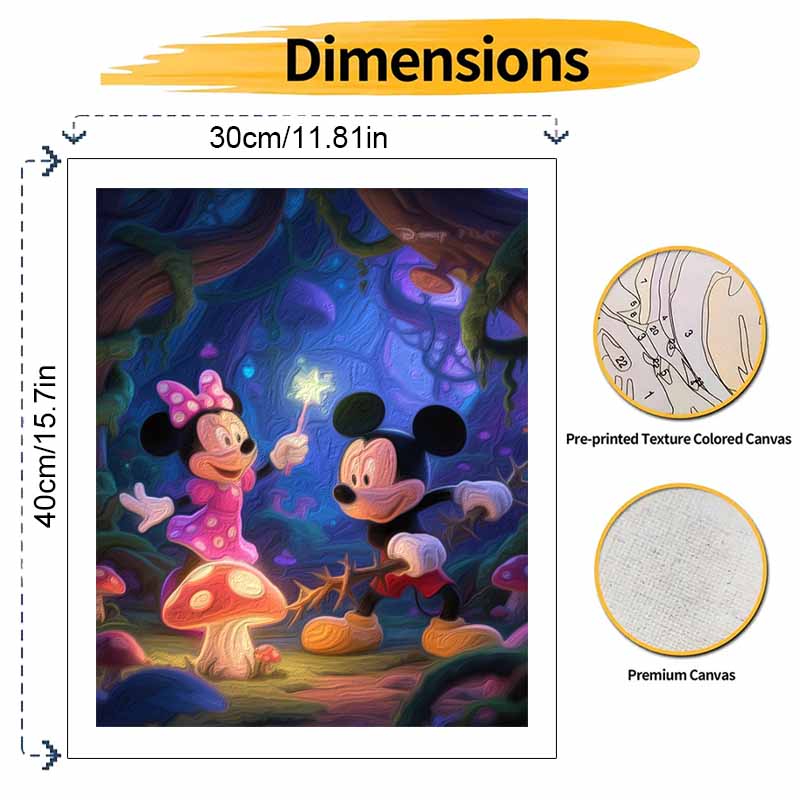 Disney digital oil painting art painting Minnie Mickey magic forest handmade diy home decorations