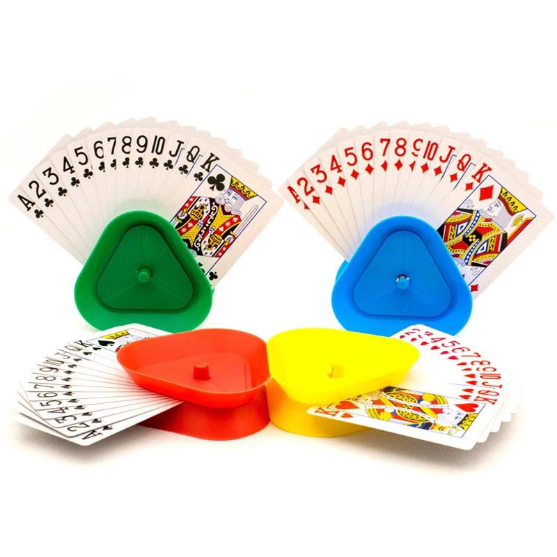 4Pcsset Triangle Shaped Playing Card Holder Lazy Person Poker Seat Board Game Cards Stand For Children Seniors Free Your Hands