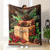 Pinecone Printed Christmas Flannel Blanket, Suitable for Sofas, Beds, Offices, Travel, Camping, Christmas Gifts, and Presents
