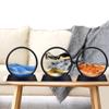 3D Hourglass Round Glass Deep Sea Sandscape In Motion Display Flowing Sand Frame Moving Sand 7/12inch for Home Decor