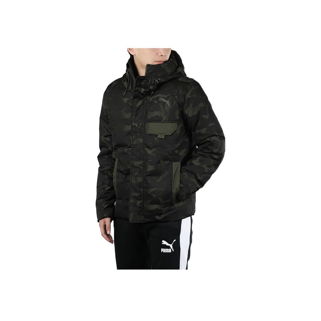 Puma Streetstyle 480 Hooded Camouflage Thick Down Jacket Men Jackets Dark-Green 581639-70