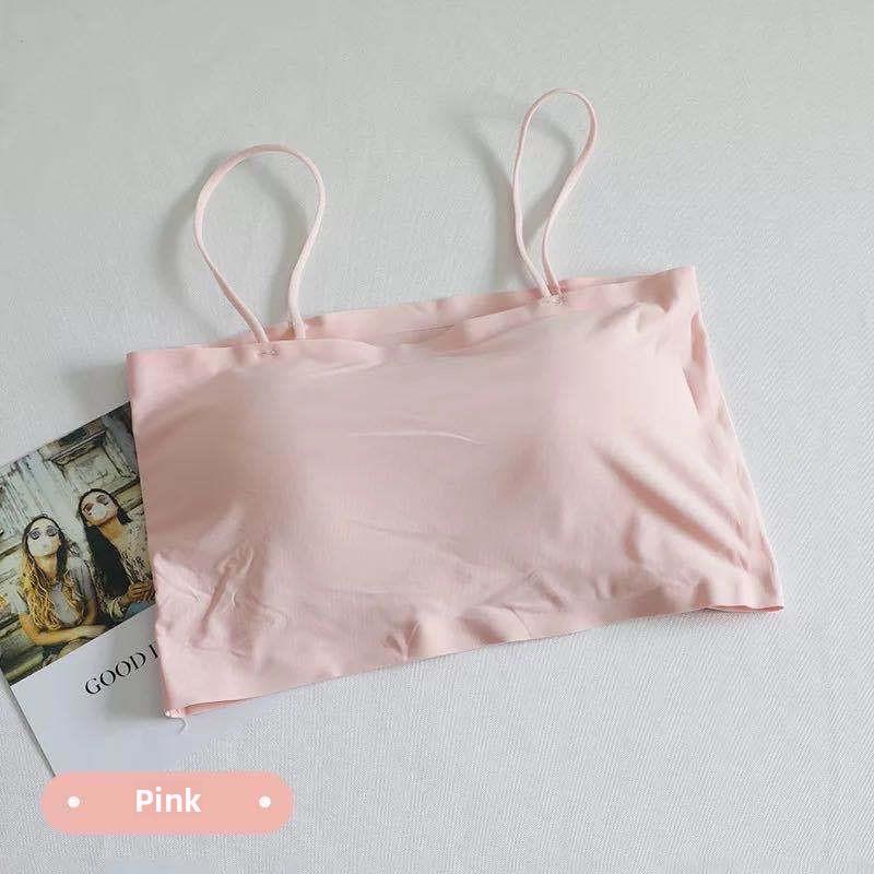 Summer Ice Silk Seamless Versatile Suspender Beautiful Back Tube Top Underwear Student with Chest Pad Vest