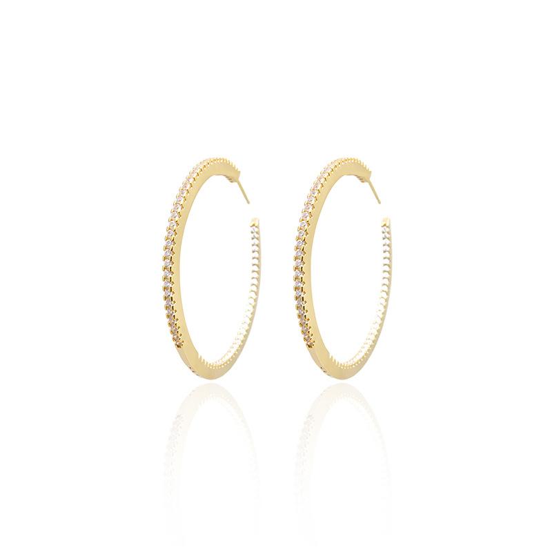 

Корейский новый стиль преувеличенные большие серьги темпераментные вспышки бриллиантовые большие круглые серьги 14k