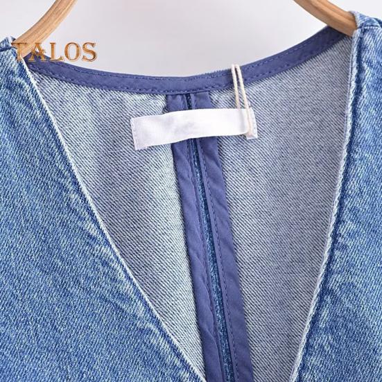 Kvinnor Denim Väst Kjol V-hals Ärmlös Enkelknäppt Kofta Väst Enfärgad Fickor Slim Fit Knapp Dragkedja Stängning Minikjol