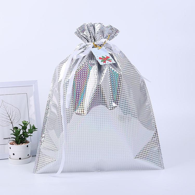 Merry Christmas Drawstring Gift Bag New Year 2024 Large Candy Cookie Packaging Bag Navidad Christmas Home Decoration Gift Bags