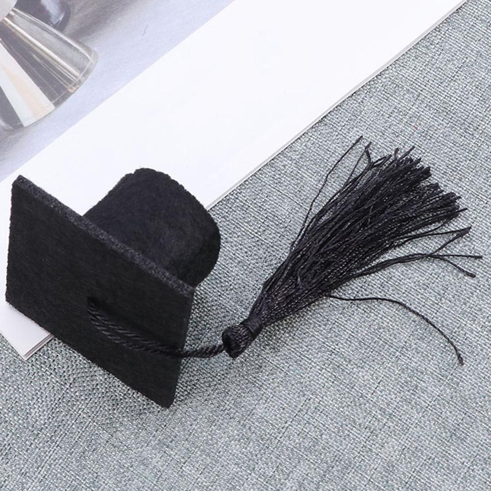 12pcs Mini Graduation Cap Bottle Toppers Caps Beverage Covers Party Hats Tassel Doctor Hat Decorations