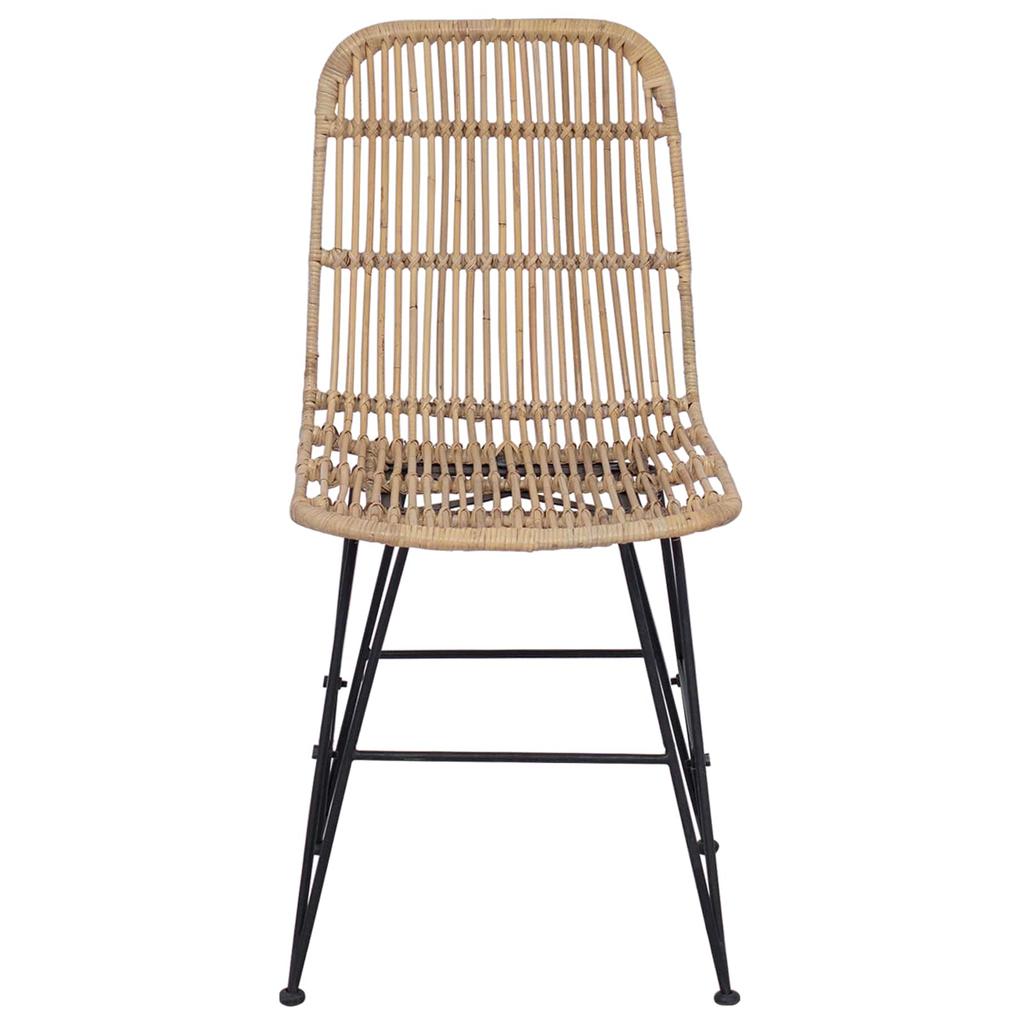 Dining Chair 2 Pcs Natural 41 X 55 X 85 Cm Rattan and Steel