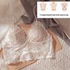 Lace Wire-Free Triangle Cup Bra & Panty Set with Strappy Design and Chest Pads for Small Busts