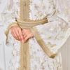 Women's Evening Gown: Stylish Long Dress Featuring Textured Floral Patterns and Gold Foil Accents